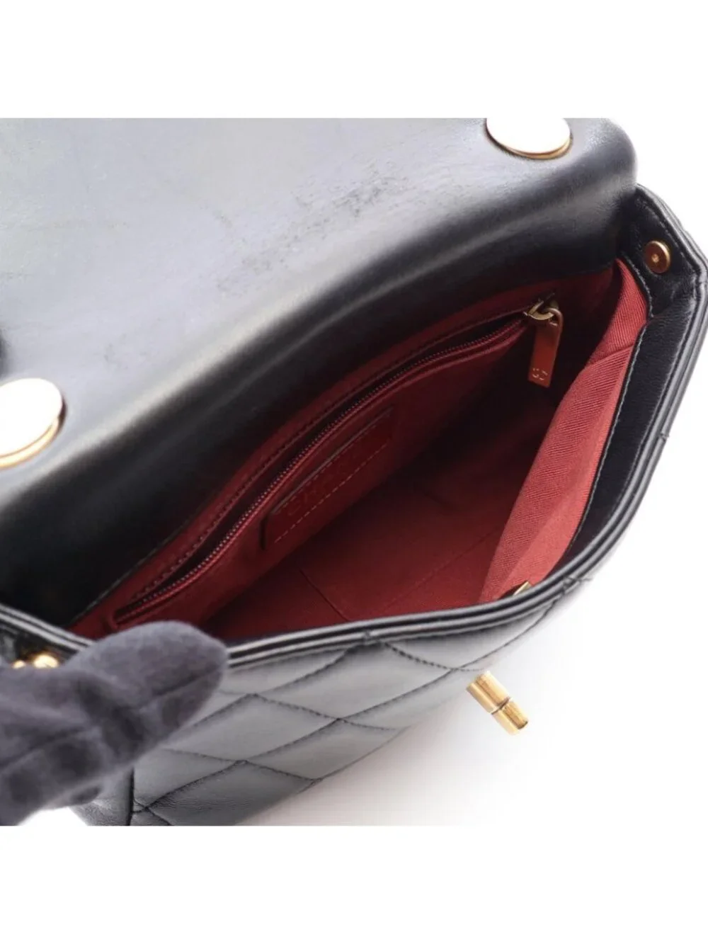 Chanel Shoulder Bag Quilted Black Lambskin 2-Way Chain